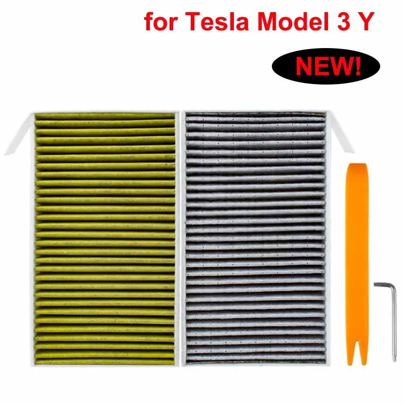 2PCS/SET Air Filters for Tesla Model 3 Model Y Replacement Car Air Conditioning Cabin Using Activated Carbon Dual Effect Filters 