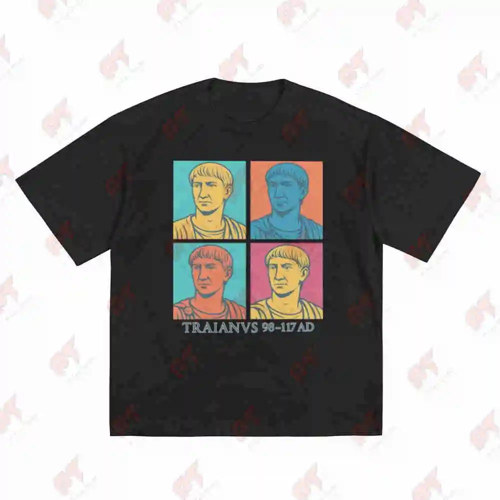 Trajan Pop Art Traianus Roman Emperor Ancient Rome Short Sleeve Tee 100% Cotton T-Shirt