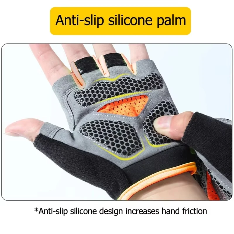 Anti Slip Shock Breathable Half Finger Gloves Breathable Cycling Gloves Fitness Gym Bodybuilding Crossfit Exercise Sports Gloves image 2