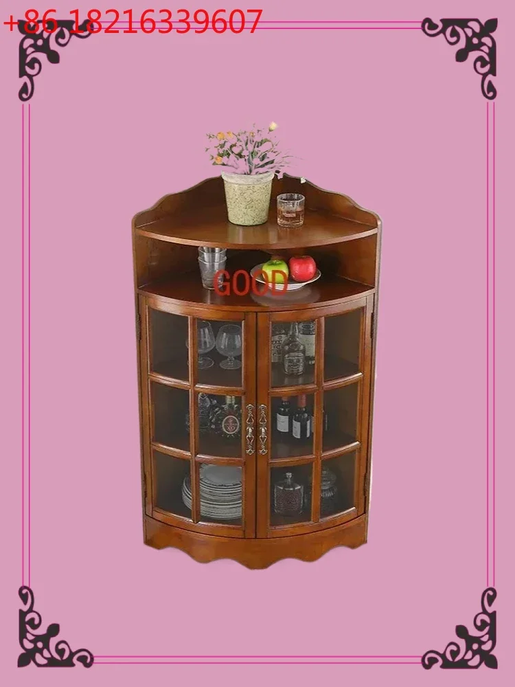 TAO Solid Wood Corner Cabinet Living Room Corner Storage Cabinet European-Style Triangle Cabinet