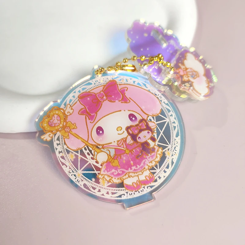 Anime Sanrio Stand Sign Acrylic Laser Hello Kitty Cinnamoroll My Melo Kuromi Pendant Cartoon Pendant Bag Accessories