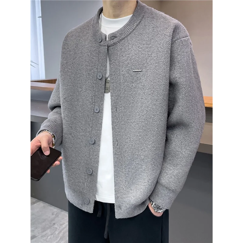 

Осень-зима, высокий вес, мужской открытый кардиган, вязаный свитер, повседневная длинная светящаяся универсальная корейская верхняя одежда для пар