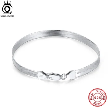 ORSA JEWELS 925 sterling silver 4.5mm Italian handmade flexible flat herringbone bracelet for women men fashion jewelry SB107