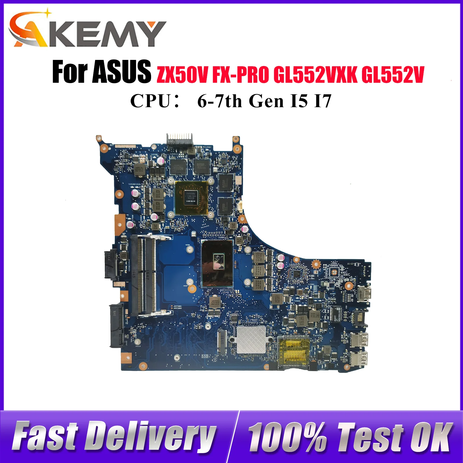 

GL552VW Laptop Motherboard For ASUS ROG FX-PRO GL552VX GL552V ZX50V GL552VXK Notebook Mainboard With I5 I7 CPU 100% tests OK stk