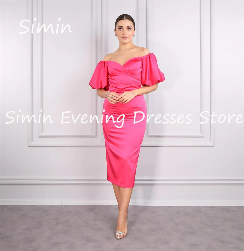 Simin Satin Mermaid Off-the-shoulder abito da ballo formale di lusso lunghezza del tè sera eleganti abiti da festa graziosi per le donne 2023