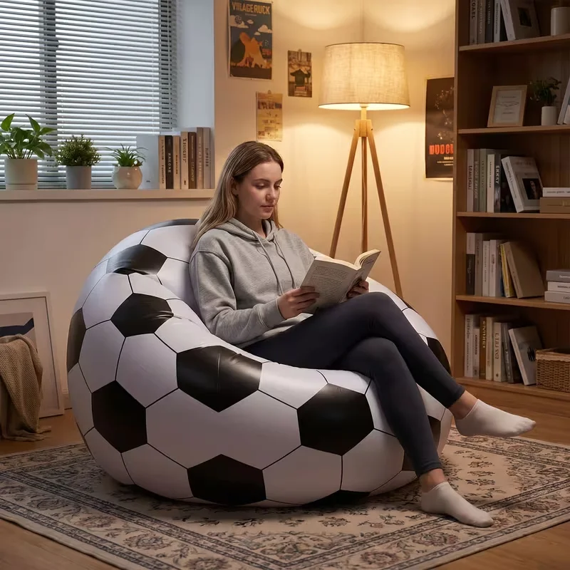 New Inflatable Football Bean Bag Lazy Sofa, PVC Home Office Lazy Recliner, Balcony Leisure Chair, Indoor Outdoor Universal Chair
