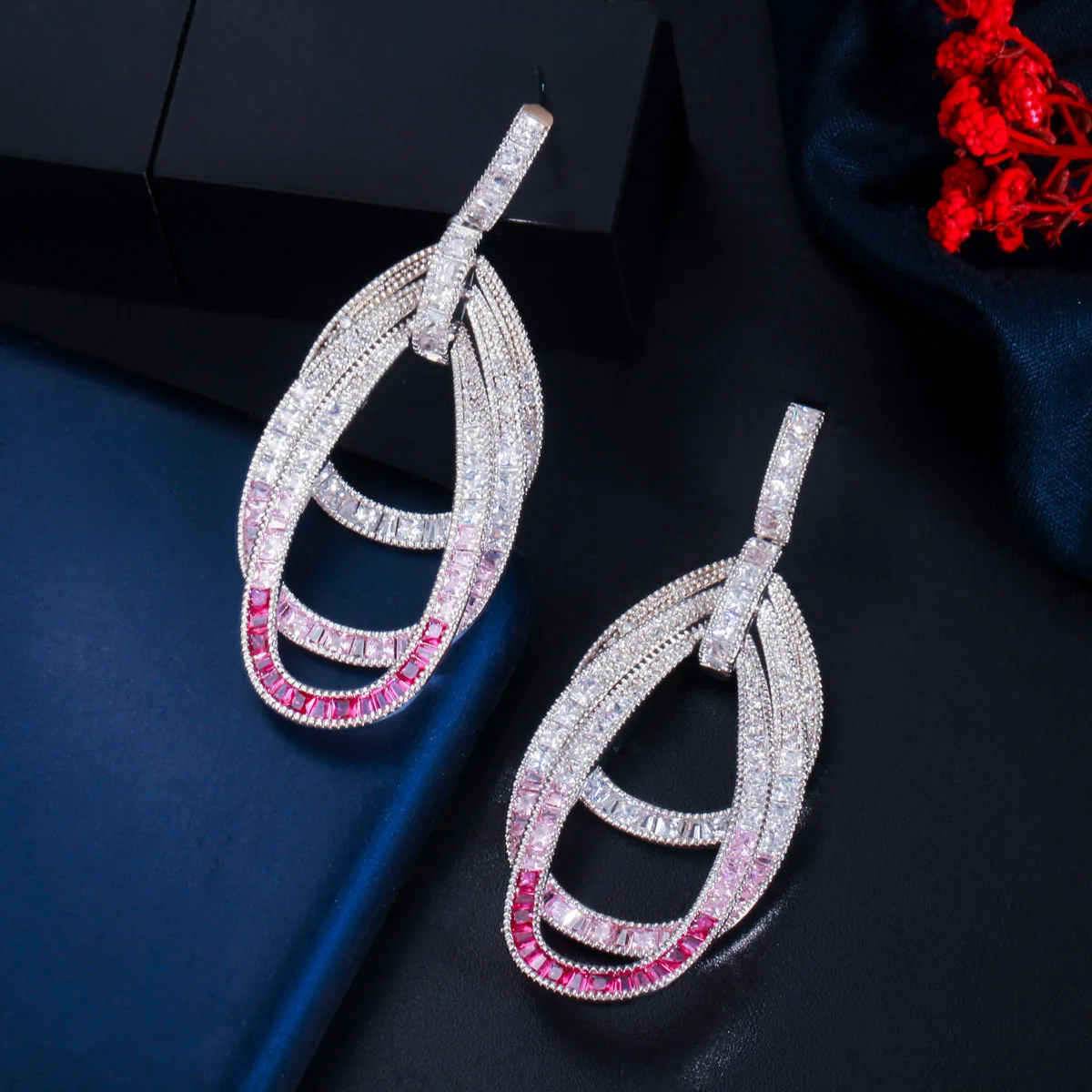 ThreeGraces Personality Colorful Cubic Zirconia Long Dangle Earrings for Ladies New Fashion Bridal Evening Party Jewelry ER513 image 5