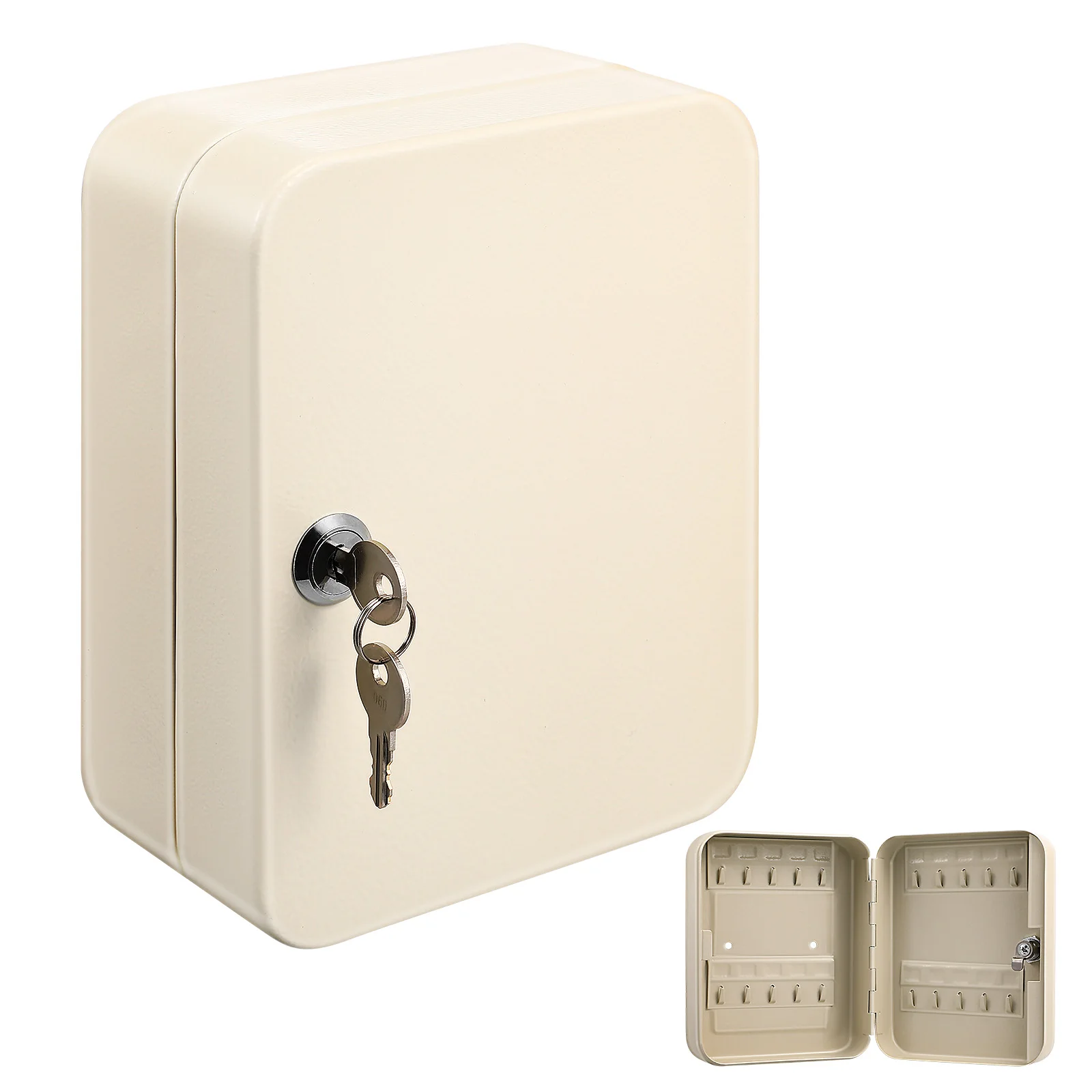 

20 Hooks Key Cabinet Box White Color Wall Mount Storage Organizer Safe Keys Locker Case Iron Material Home Office Use