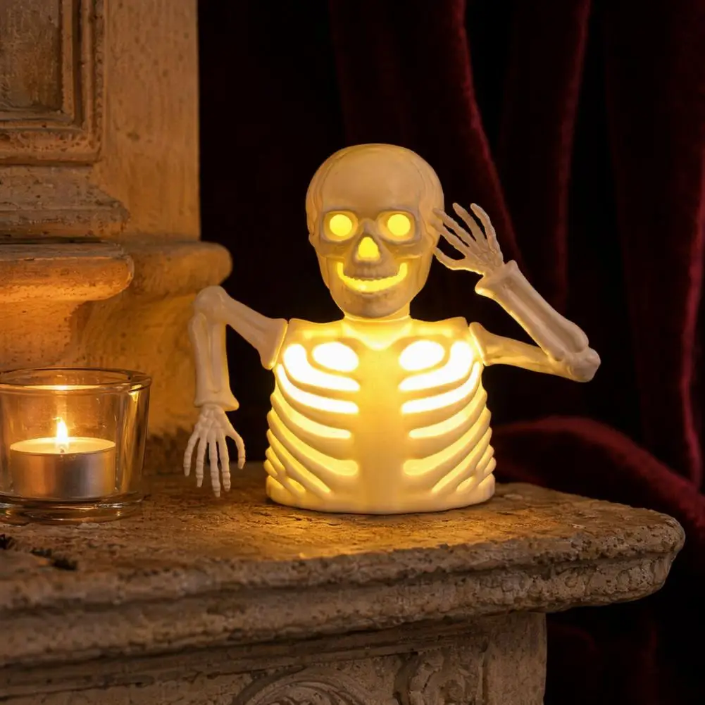 Haunted House Decoration Halloween Pumpkin Skull Night Light Led Spooky Haunted House Decor Glowing Ghost Ornament Table