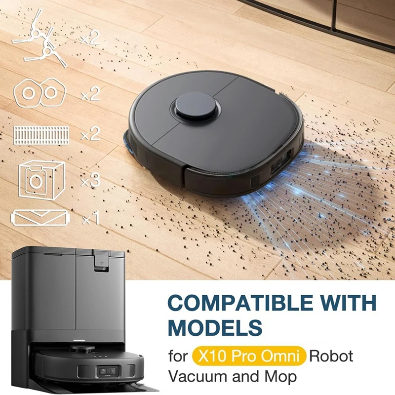 Eufy X10 Pro OMNI หุ่นยนต์ดูดฝุ่นแปรงด้านข้างหลักชุดเปลี่ยนถุงม็อบผ้ากรองฝุ่น