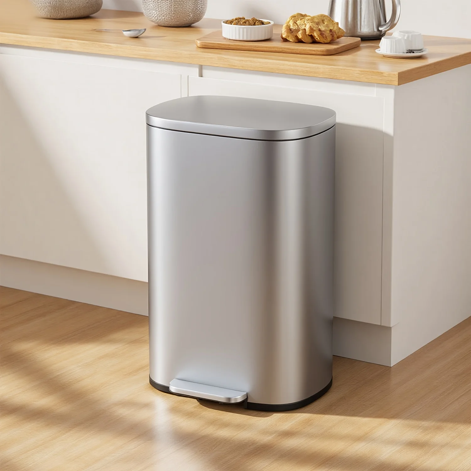 

Мусорное ведро на 13 галлонов (5/30/50 литров) для кухни, из нержавеющей стали, с защитой от отпечатков пальцев, со съемным внутренним ведром