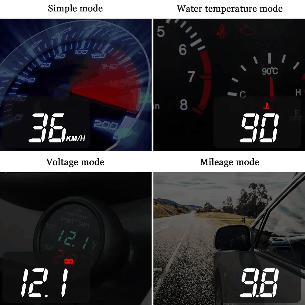حديثا سيارة HUD رئيس يصل العرض A100s Obd2 II EUOBD نظام تحذير السرعة الزائدة العارض الزجاج الأمامي السيارات الإلكترونية الجهد إنذار