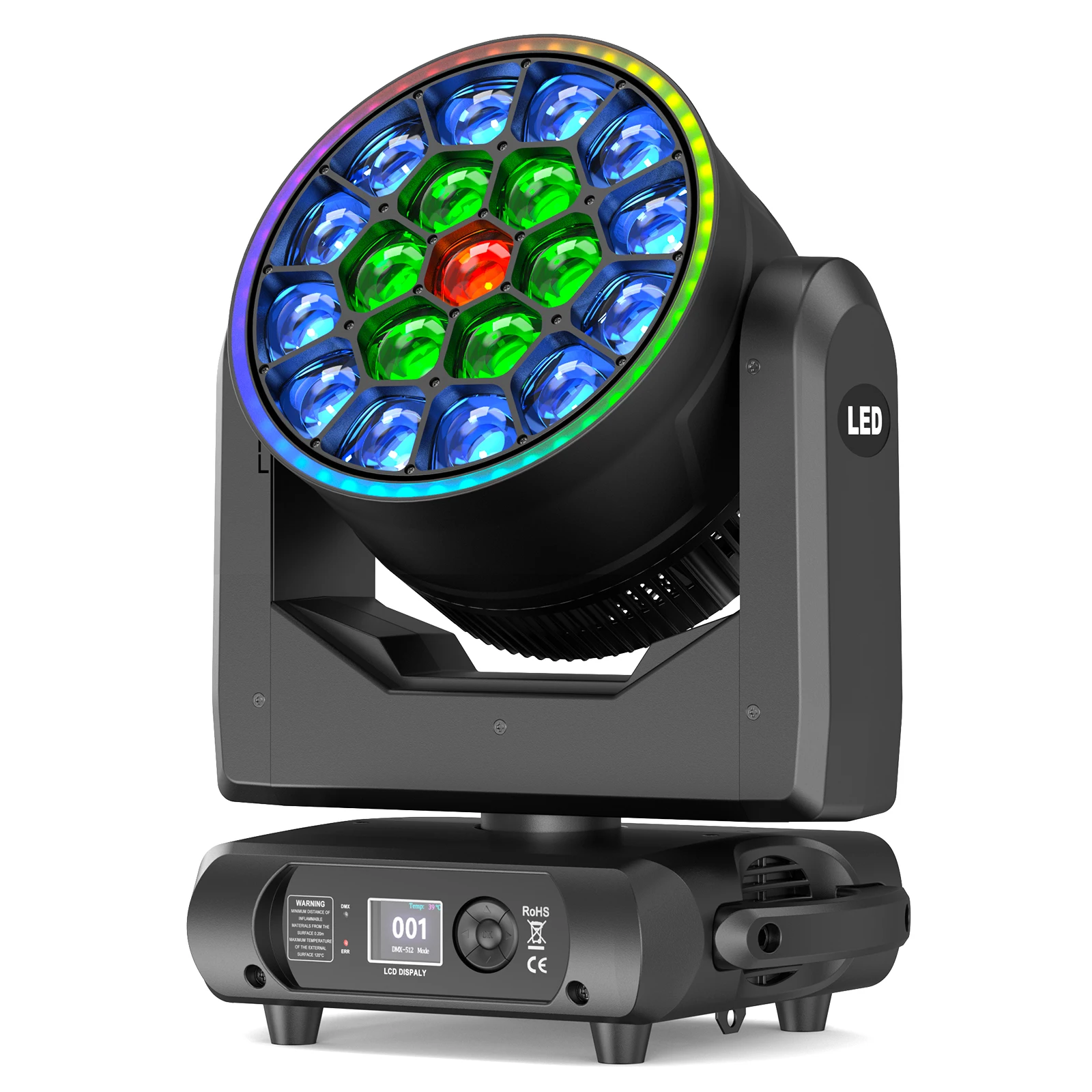 

Datewink 19x15W RGBW LED Moving Head Light With Light Strip Beam Stage Lighting Effect DMX512 For DJ Disco Wedding Party Concert