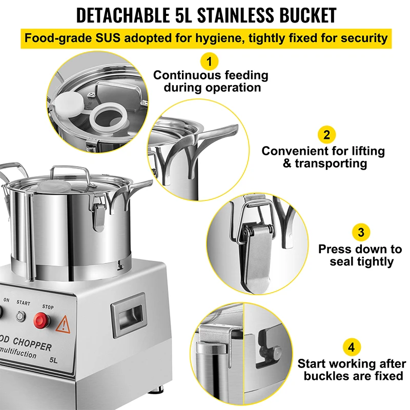Multisize 5 7 10 15L Food Processor Heavy Duty Stainless Steel Electric Meat Vegetable Grinder Household Commercial