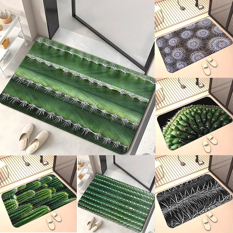 Teppich mit Kaktusmuster, künstlerischer grüner Pflanzendruck, weiche, rutschfeste Bodenmatte für Wohnzimmer, Schlafzimmer, Badezimmer, Heimdekoration
