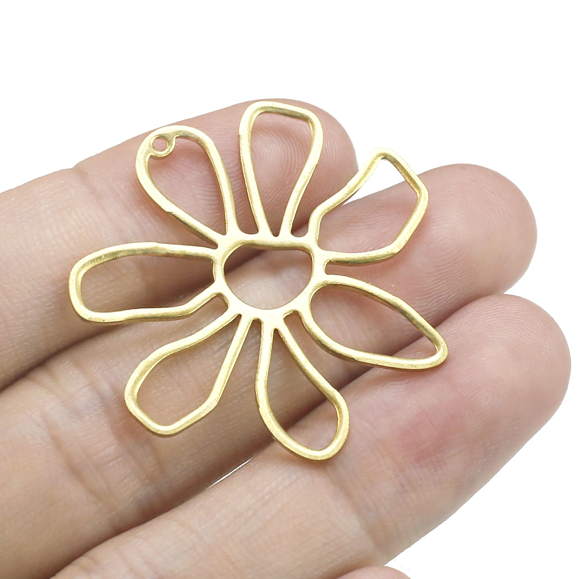 

10pcs Brass Flower Earring Charms, Daisy Charm For Jewelry Making, Floral Necklace Pendant, 35mm, Earring Findings R384