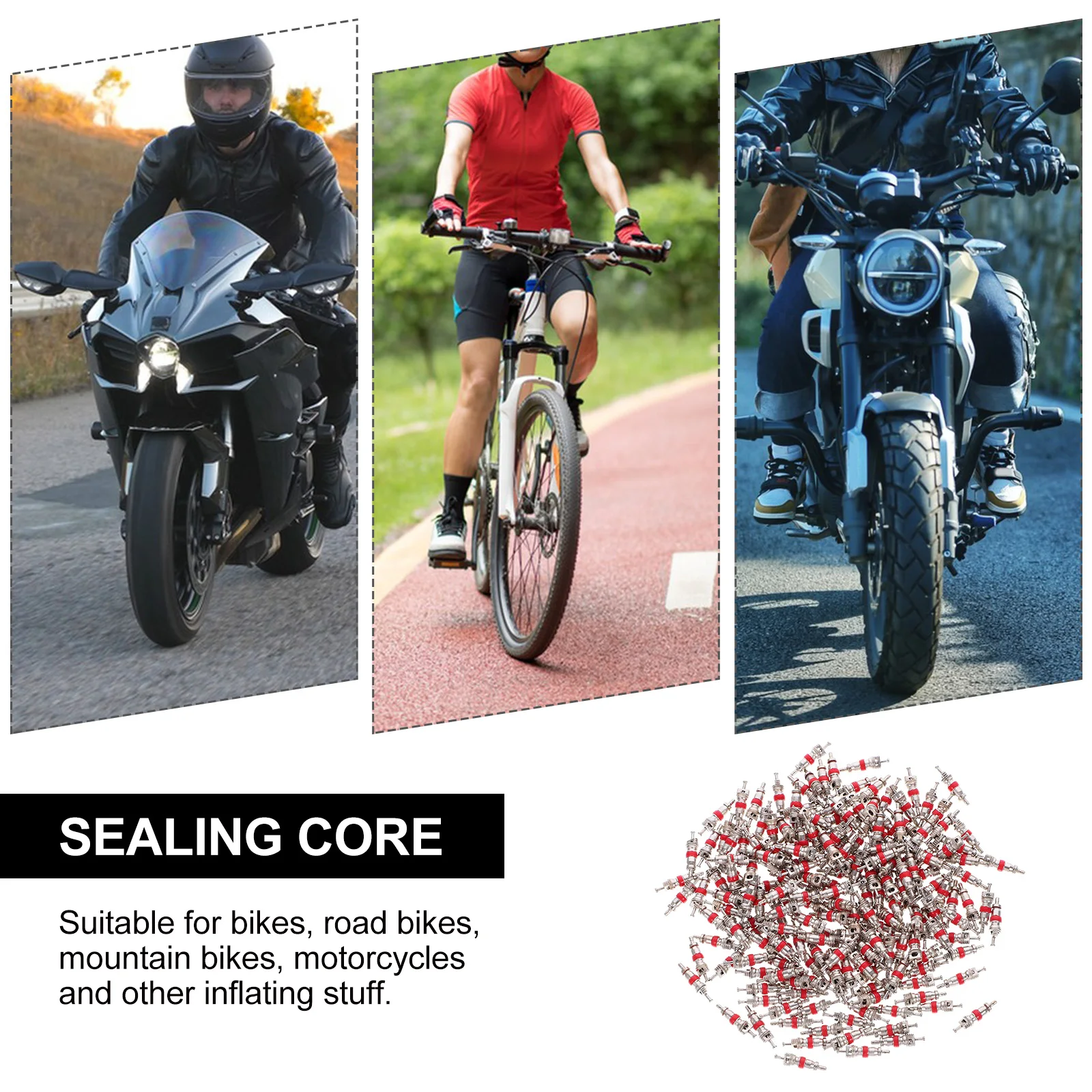 

200pcs Red Tire Valve Cores Premium Motorcycle Sealing Stem Replacement Tool For Bike Tires Durable Leakproof Air Tight Core