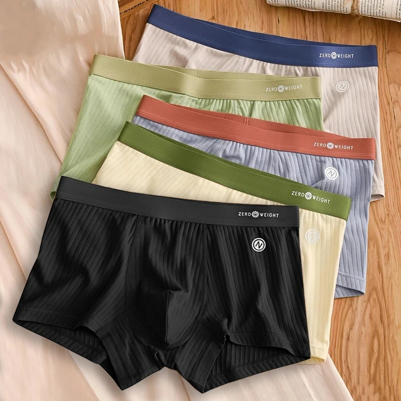 BoxerShorts Mens Panties Cotton Men\'s Underwear Breathable Man U Convex Lingerie Comfortable Striped Men Underpants Boxers