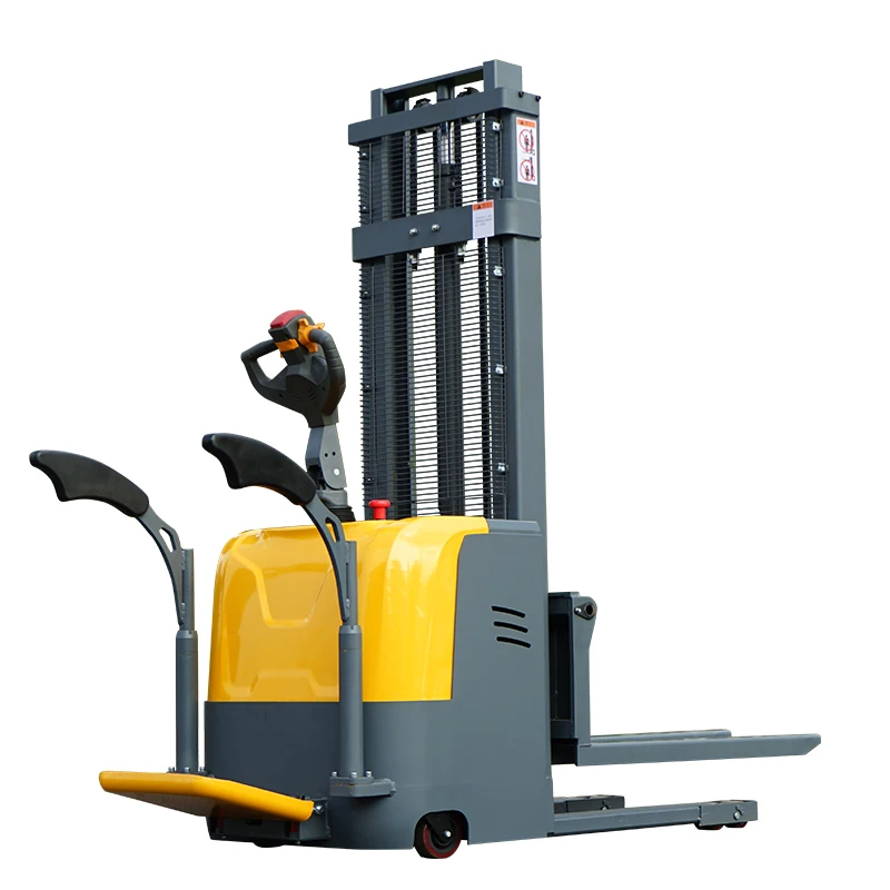 Fully Electric Stacker with Handrail Guardrail Empilhadeira Eletrica 1.5 Ton Battery Operated Pallet Lifter