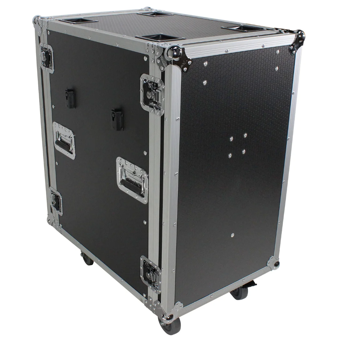 18U Amplifier Rack Case, 24 Inch Depth Rack Mount Plywood ATA Flight Case, Shockproof Road Case for 19 Inch Pro DJ Mixer