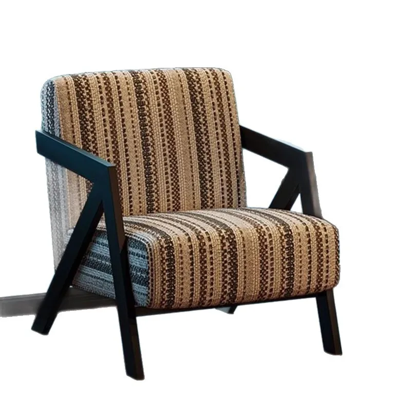 

Solid wood living room single sofa chair casual retro balcony cafe antique designer homestay