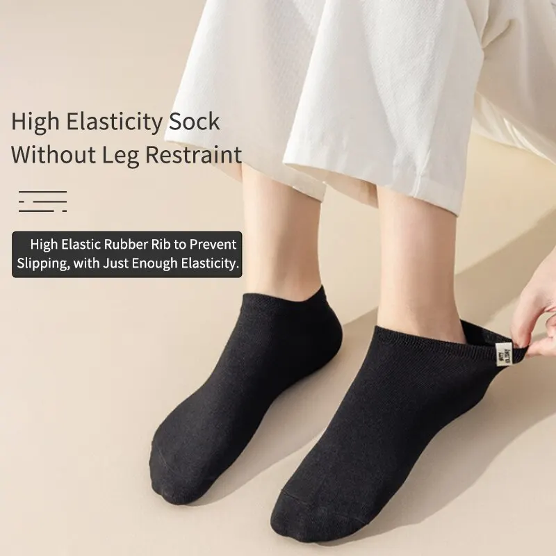 5 Pair Women Is Spring Summer Four Seasons Black Simple Fashion Comfortable College Letter Fabric Label Medium Socks