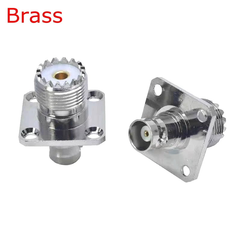 SO239 SL16 UHF Female To BNC Female 4Hole Flange Connector BNC To UHF Female Flange（25*25mm) Chassis Panel Mount Socket  Adapter