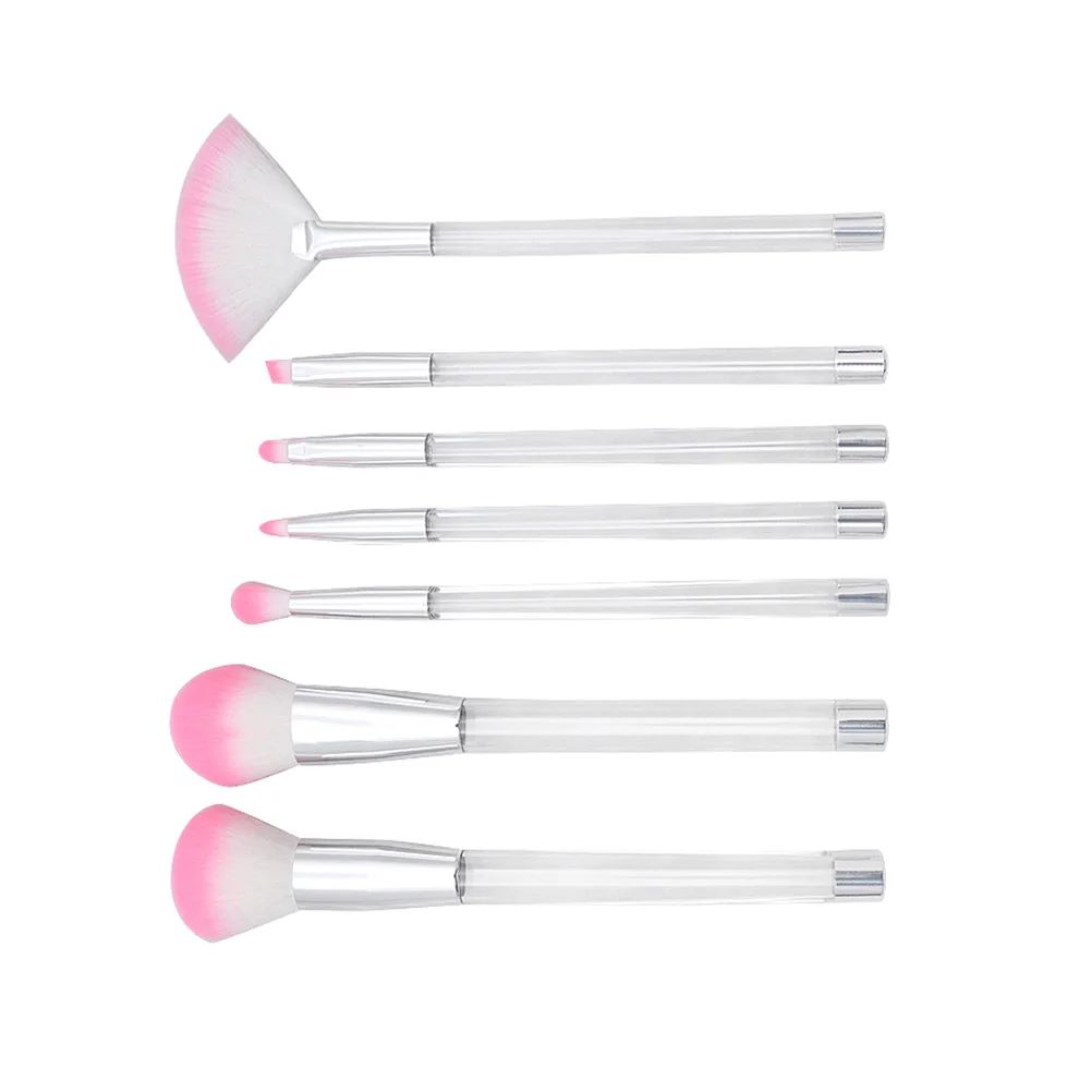 

7 Pcs Diy Makeup Brushes with Labels Kit Princess Blush for Holder Clear Handle Kits Bulk Miss