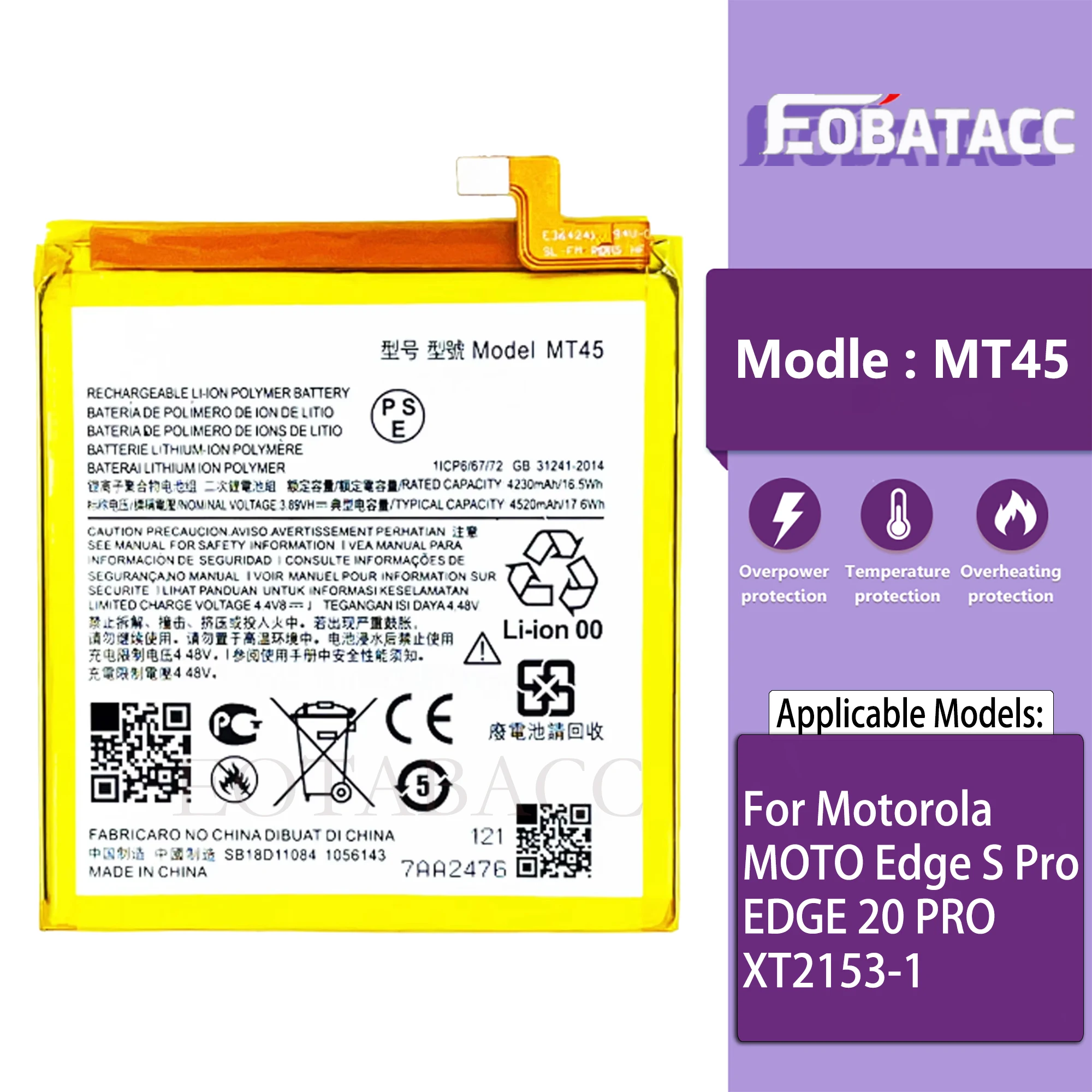 

MT45 Battery For Motorola MOTO Edge S Pro EDGE 20 PRO XT2153-1 Original Capacity Replacement Repair Part Mobile Phone BATTERY