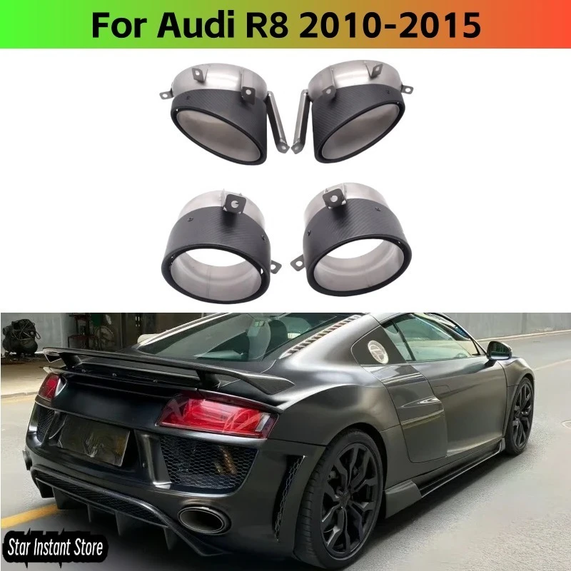 

Carbon Fiber Exhaust System for Audi R8 2010-2015, Performance Muffler with Dual Tips, Stainless Steel Pipes