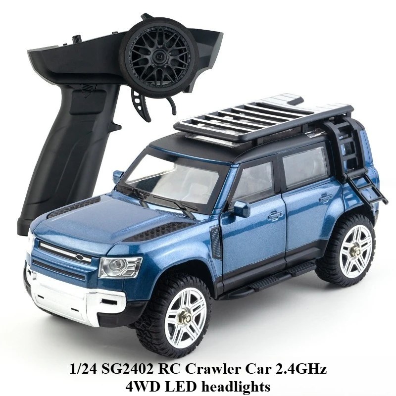 

1/24 SG2402 RC Crawler Car 2.4GHz 4WD LED Headlights Rechargeable Alloy Body All Terrain Electric Off Road Desktop Toy Model