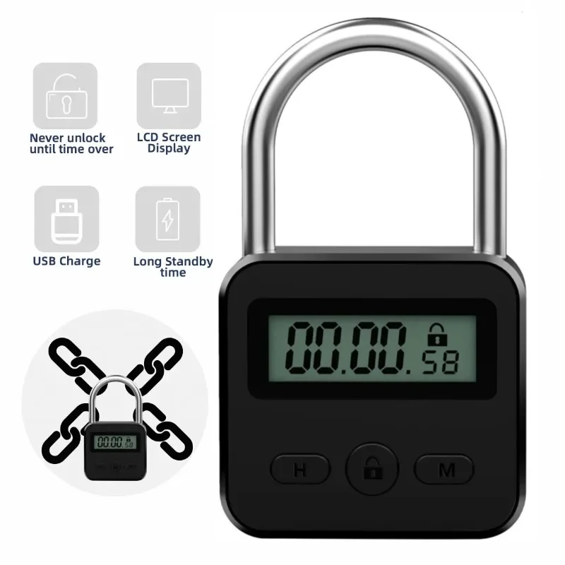Candado con temporizador, sincronización máxima de 99 horas, pantalla LCD, aleación de Zinc, cerradura electrónica antide adicciones de tiempo súper largo, juguete sexual de entrenamiento BDSM