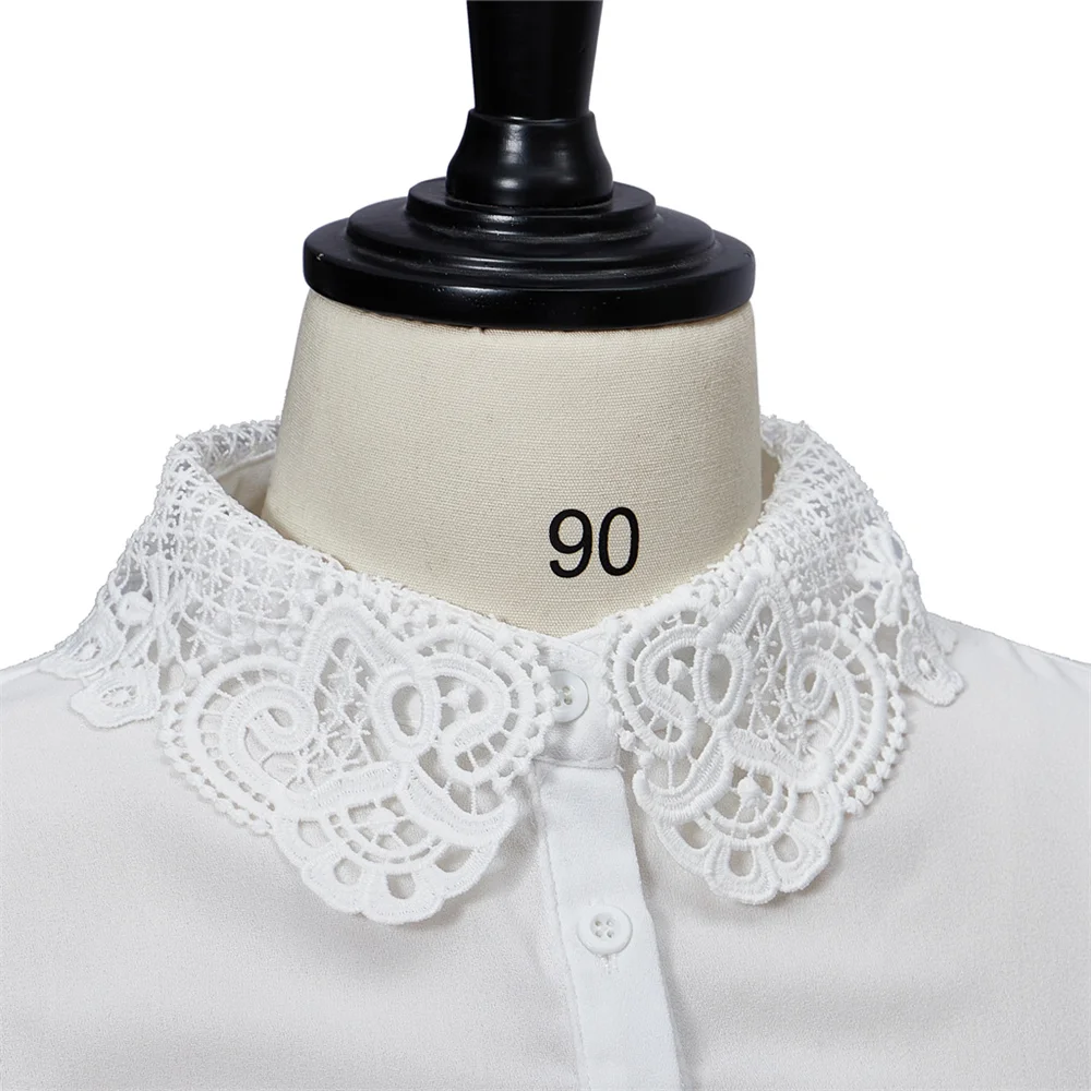 Cosplayitem camicetta con risvolto in pizzo bianco staccabile con colletto finto Top collari mezza camicia colletto falso per donna uomo