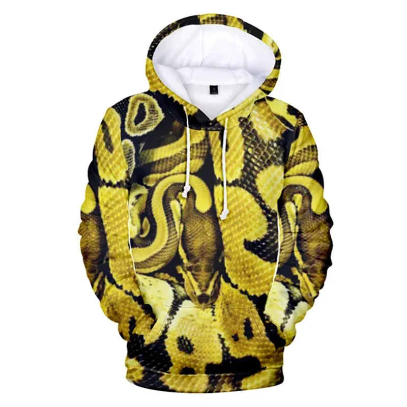 2025 Snake Year Print Hoodie Men's Clothes Animal Role Playing Hooded Coat Leopard Graphic 2025 Spring  Funny Men Sweatshirt