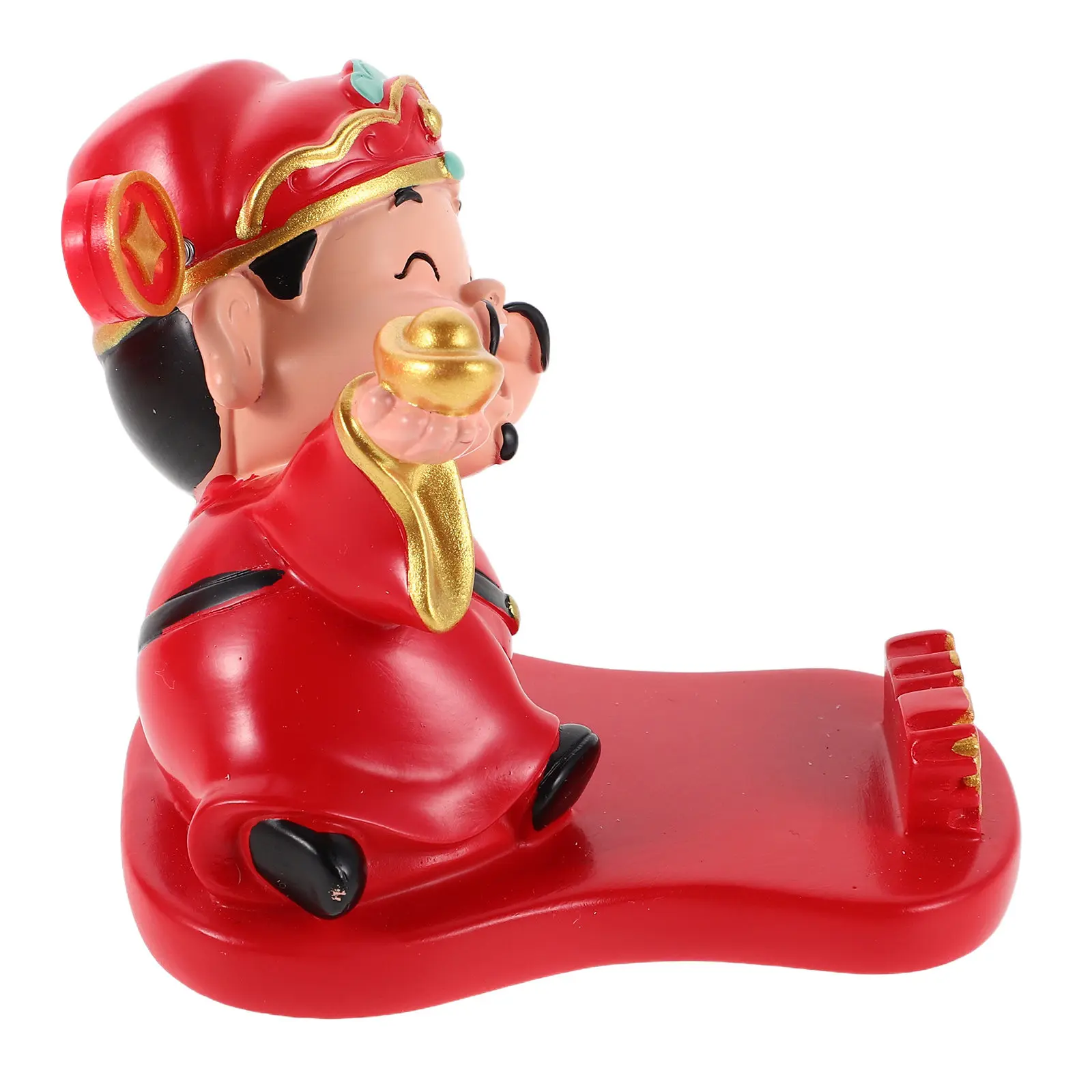 Mini Resin Fortune Sculpture Lucky Wealth Attracting Car Mount Phone Holder Desktop Dashboard Office Home Decoration