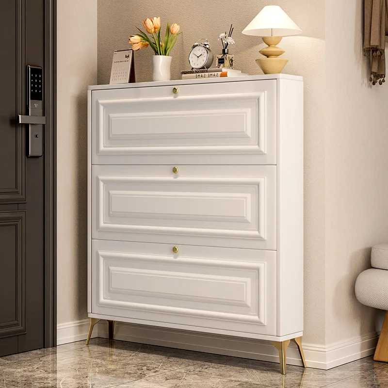 Ultra-thin tipping bucket shoe multi-layer household porch cabinet integrated shoe rack storage artifact narrow   saves space