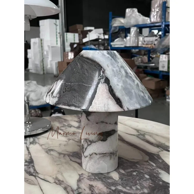 Modern Light Luxury 100% Natural Marble Table Lamp Nordic Style Model Room Living Room Bedroom Bedside Creative Decorative Lamp