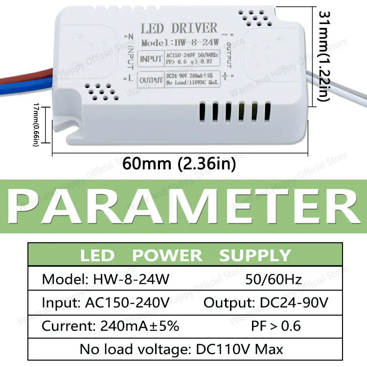 LED-Treiber 240 mA 8–24 W, 24–40 W, 40–60 W, 60–80 W, LED-Konstantstrom-Treiber, Netzteil, LED-Transformator