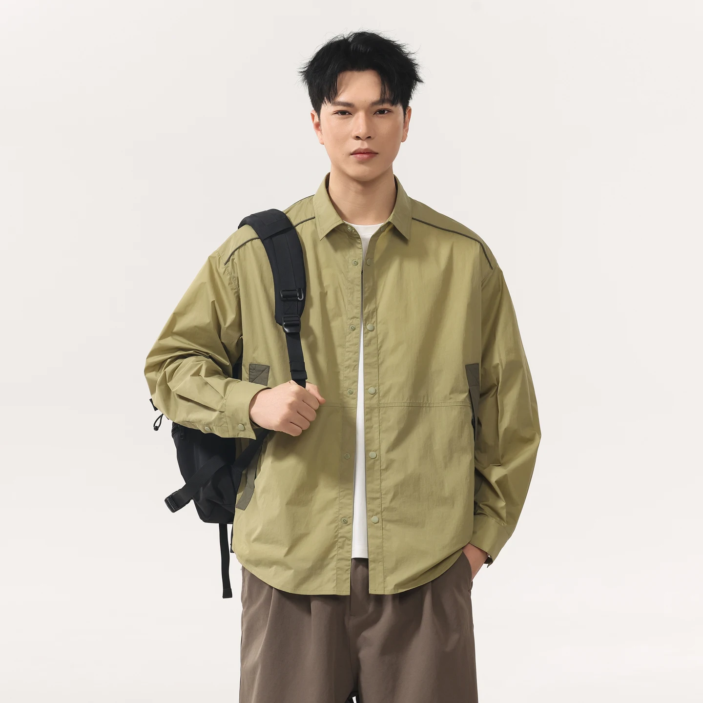 

New Men Outdoor Hiking Lightweight Quick Dry Loose Casual Sunscreen Shirts Clothes Streetwear Oversize Long Sleeve Cargo Shirts