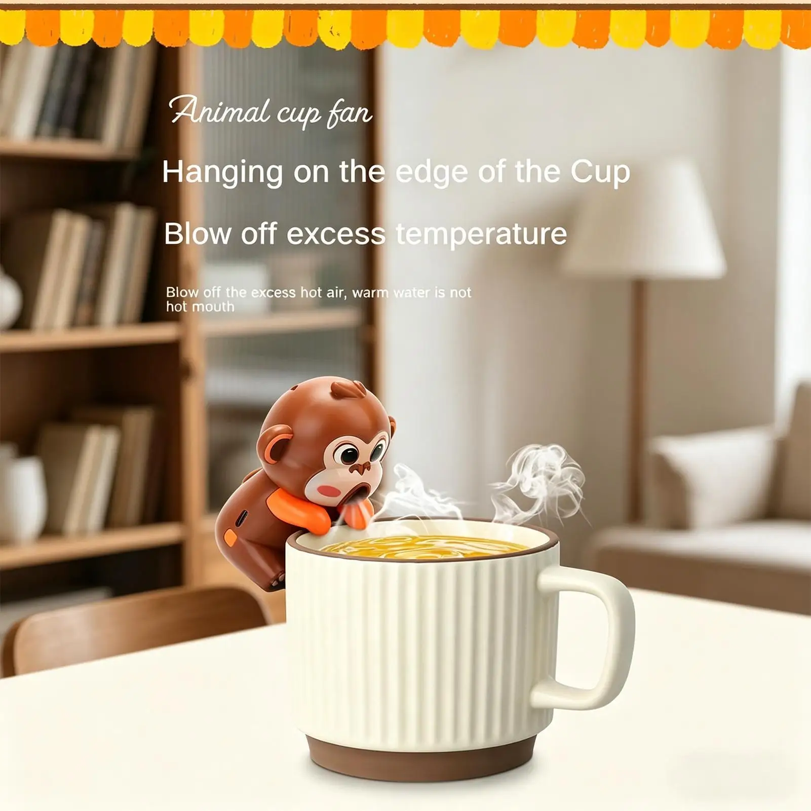 Mini Food Cooling Fan 3 Speeds USB Rechargeable Cute Animal Clip On Portable Soup Coffee Tea Cooler Kitchen Office Desk