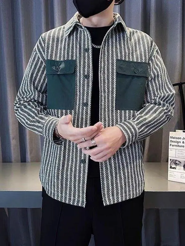 

Мужская полосатая куртка в стиле ретро Briti Sle, весенне-осенняя свободная цветная верхняя одежда Blo ket Design, крутая верхняя одежда с подставкой Personali