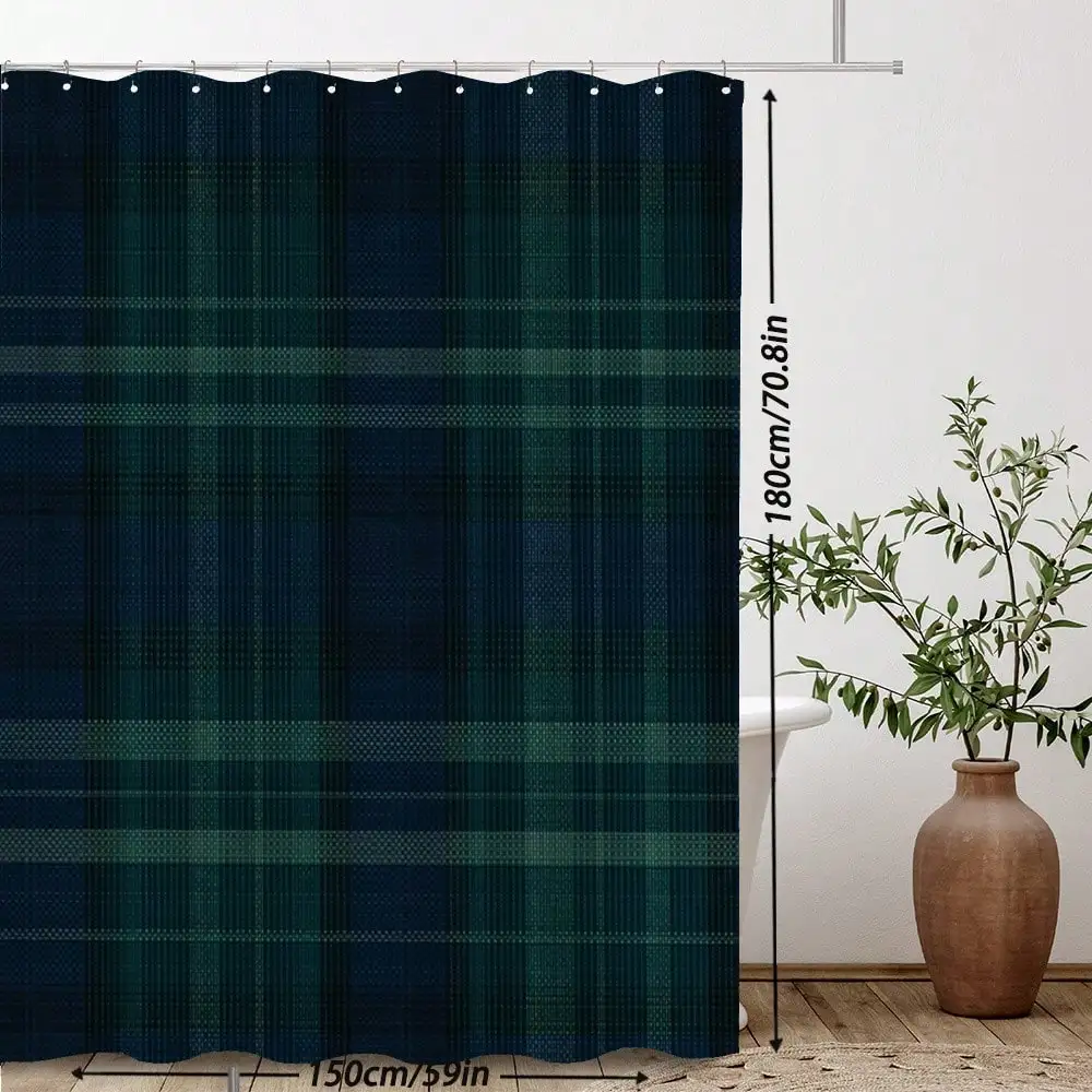 1 Piece Of Elegant Plaid Shower Curtain, Bathroom Decoration, Bathtub Partition, Hanging Shower Curtain, Comes With 12 Hooks, 70.8x 70.8inch Suitable Home, Modern And Decoration, Suitable Every Bathroom