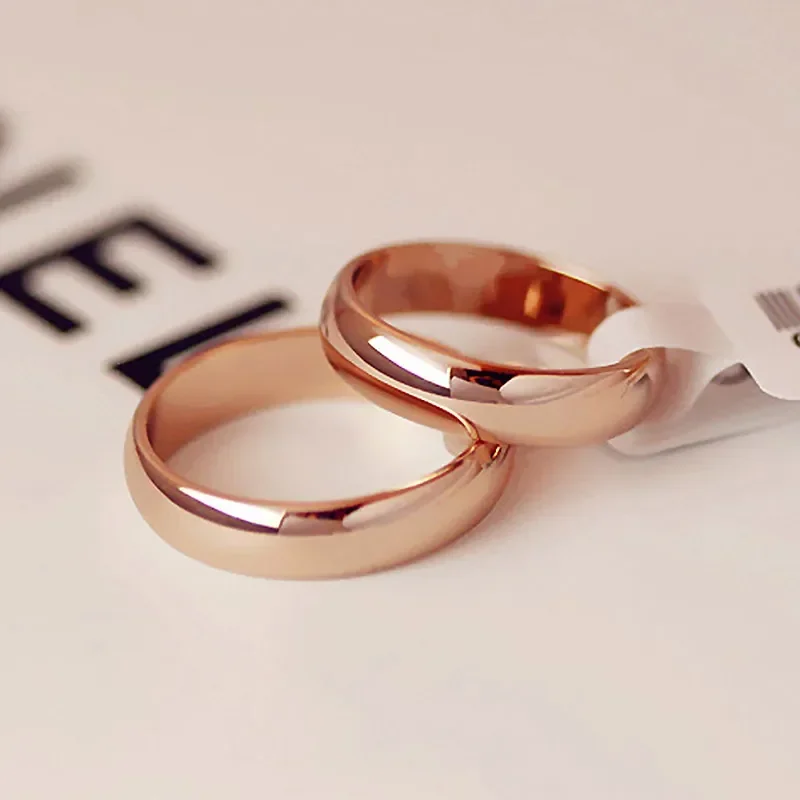 2-4mm Wholesale Simple Ring Fashion Rose Gold Ring Men's and Women's Exclusive Couple Wedding Ring