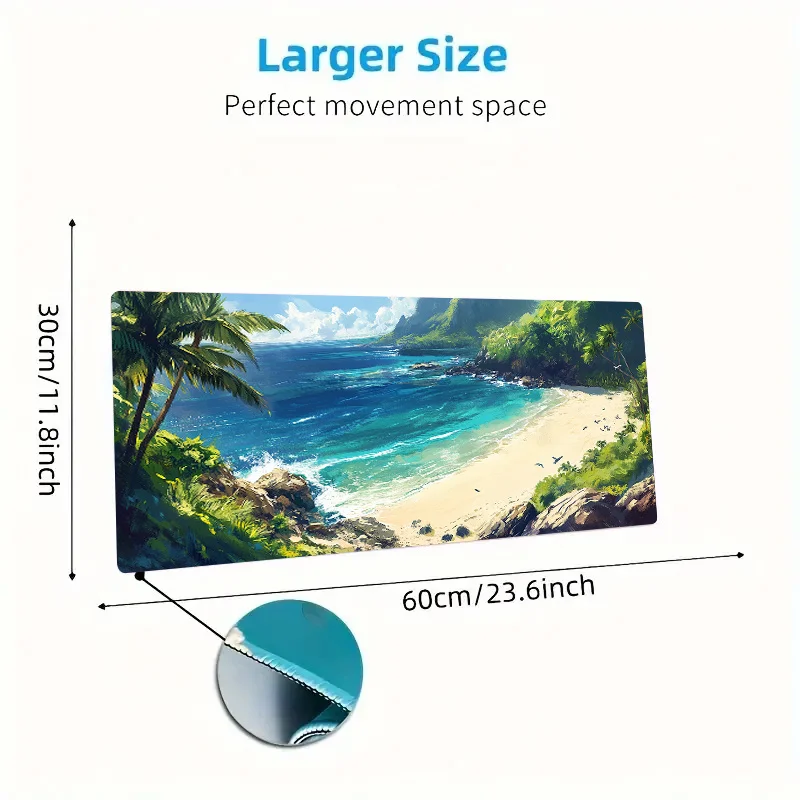 لوحة ماوس ألعاب على الشاطئ، تصميم على شاطئ البحر، مادة مطاطية غير قابلة للانزلاق، حصيرة لوحة مفاتيح XXL، مثالية لتزيين سطح المكتب في عيد الميلاد #4