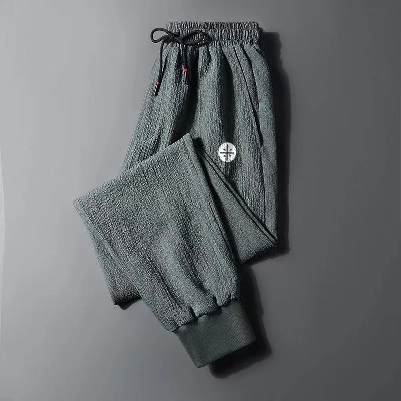 Men Casual Pants Black Harem Pants Man's Clothing Print Stretch Quick-drying Leggings Sportswear Summer Loose Solid Thin Slim