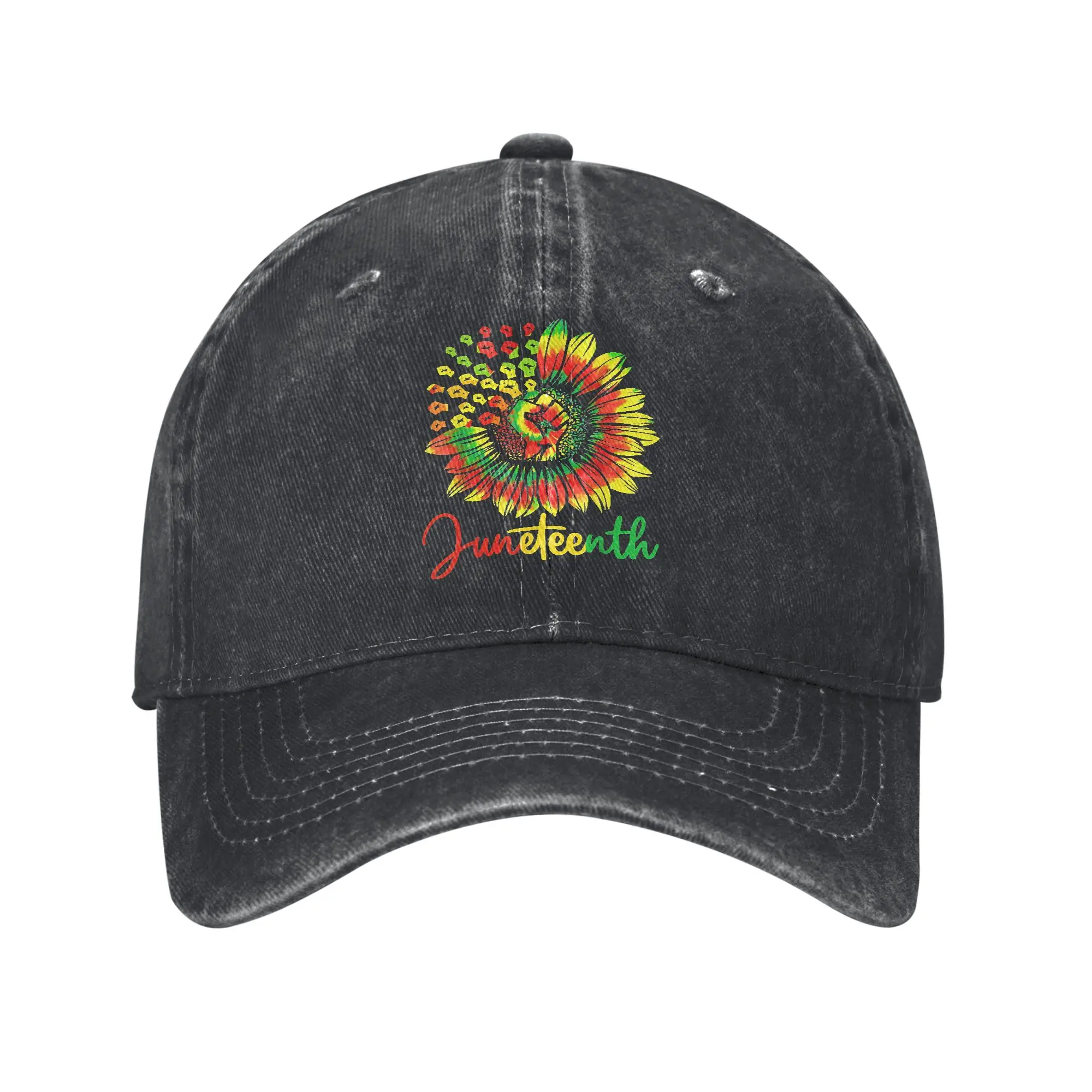 Sunflower Power African Juneteenth Baseball Caps for Men Women Distressed Denim Snapback Cap Summer Adjustable Fit Caps Hat