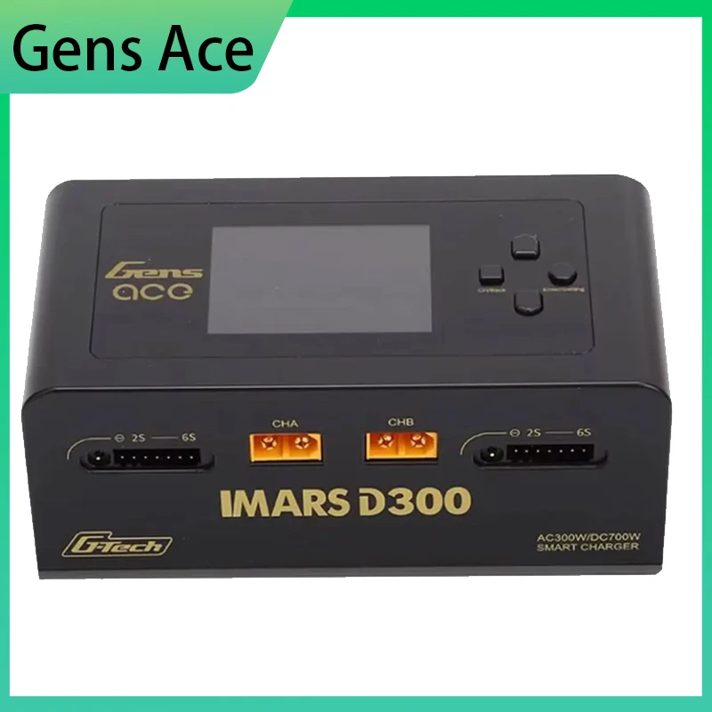 Gens Ace IMARS D300 cargador de equilibrio inteligente cargador de batería Lipo de doble canal serie G-Tech RC FPV avión Drone Lipo