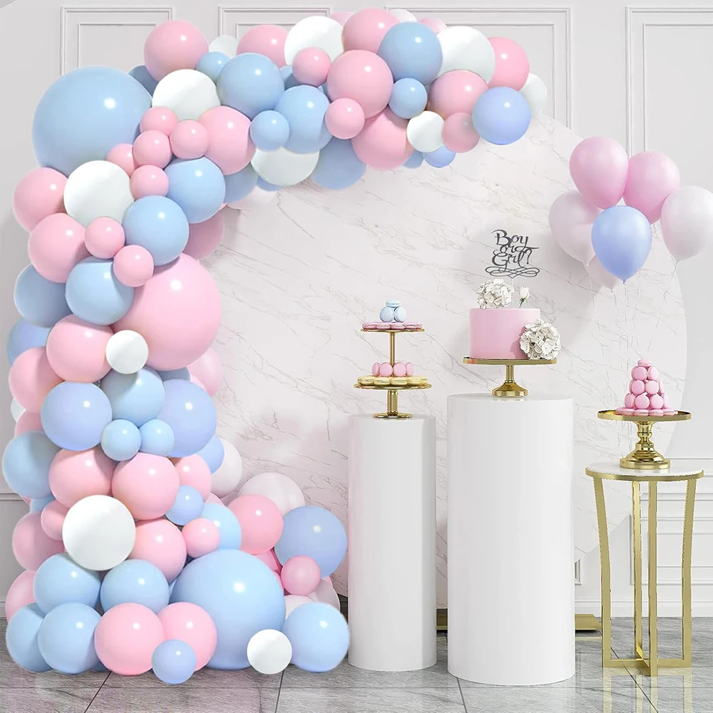 Guirnalda de Globos rosas y azules Pastel, Kit de Globos blancos con arco, revelación de género, Baby Shower, graduación, decoración para fiesta de cumpleaños, Globos