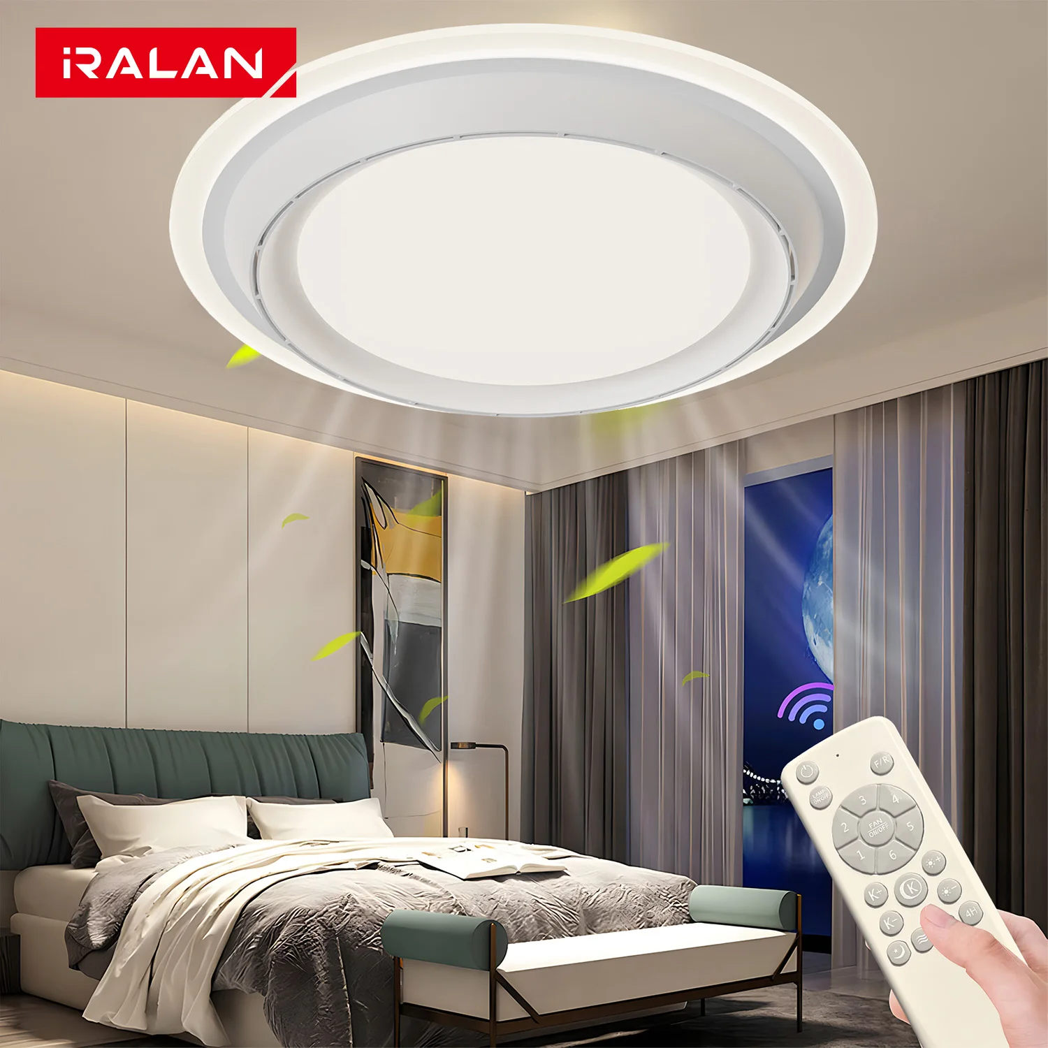 Moderner Intelligence-Deckenventilator mit LED-Licht, versteckter Flügel, Fernbedienung, dimmbar, Deckenleuchte, Ventilator, energiesparend, für Schlafzimmerventilator