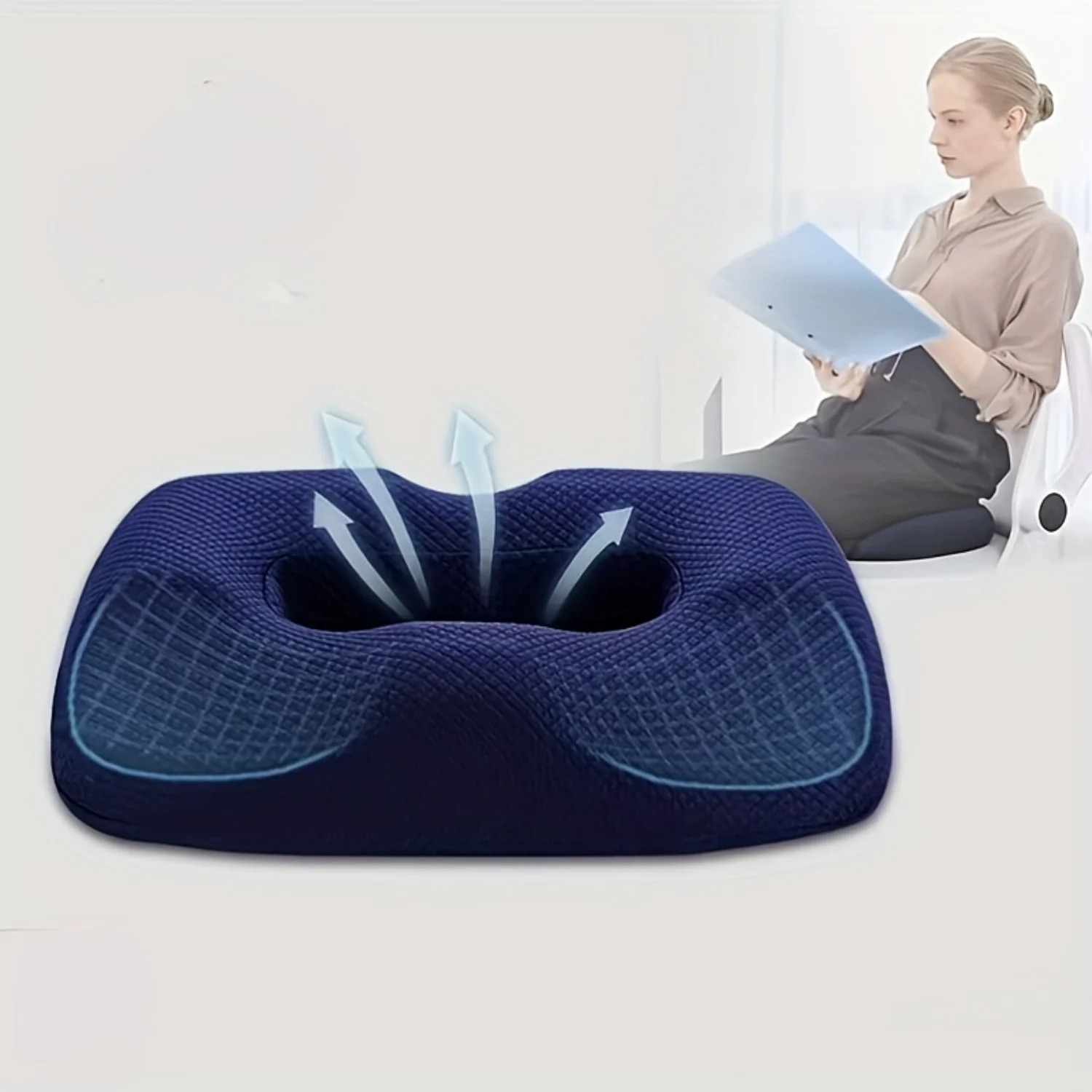 Ergonomic Memory Foam Seat Cushion for Hemorrhoid Relief - Office Chair Pad for Spinal & Tailbone Support, Unisex Design